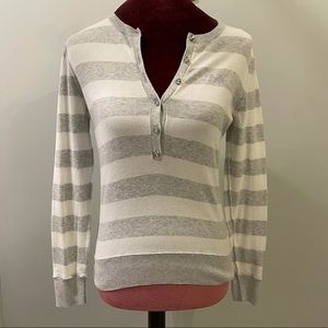 MICHAEL Michael Kors Gray and White Striped Top